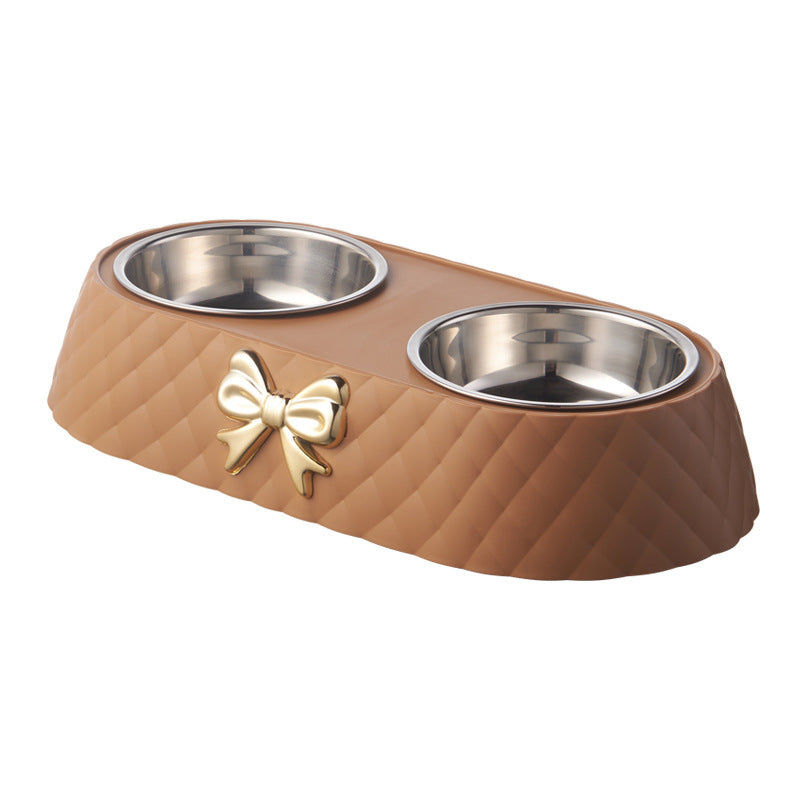 Bowknot Cat Food Bowl PP Cat Bowl