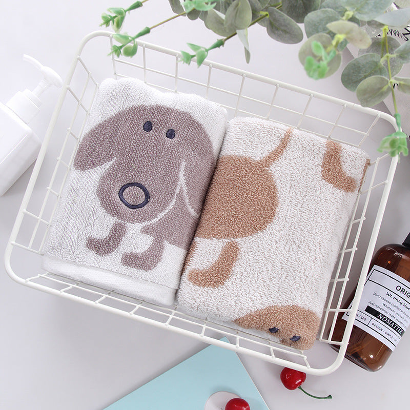 Cartoon Dog Embroidered Towel Wash Face Towel