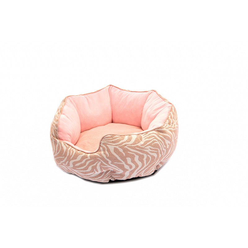 Pet Bed Warm Winter Bed Dog Cat Bed Soft Wool Point Design Pet Nest With Removable Mats Octagonal Shape Kennel Cat Dog Sofa Bed