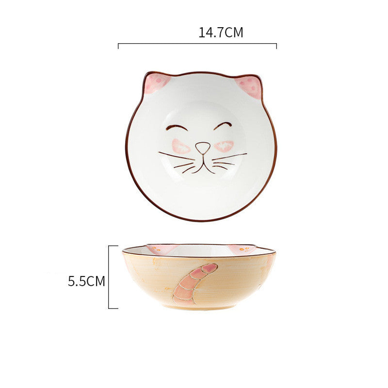 Ceramic Cat Bowl Shelf Protects The Cervical Spine, High Feet And Double Bowls