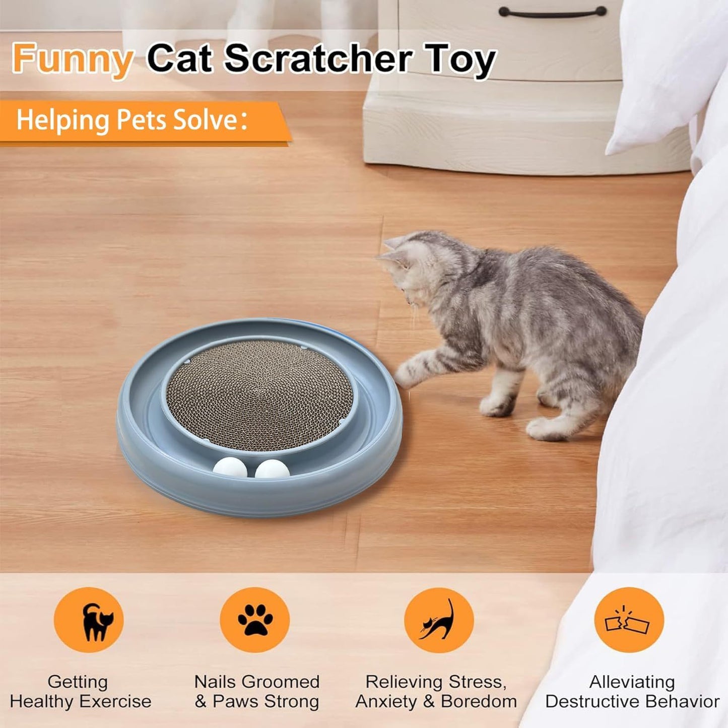 Cat Scratching Board Cat Ball Track Cat Scratchers For Indoor Cats Cat Ball Toy Cat Toys For Bored Indoor Cats For Kitten Mental Physical Exercise With Spare Ball To Prevent Loss