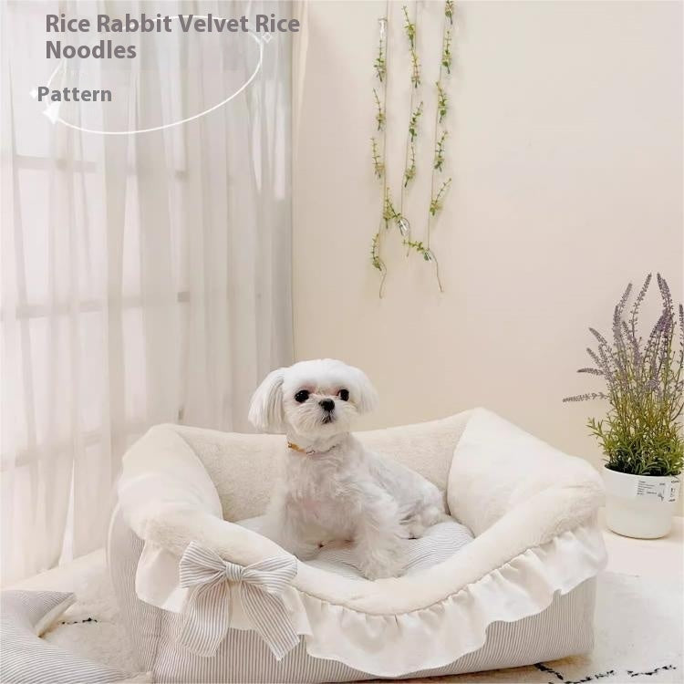 Polarizhen New Cotton And Linen Kennel Removable And Washable Pet Maltese Xi Shi Four Seasons Cat Nest Ins