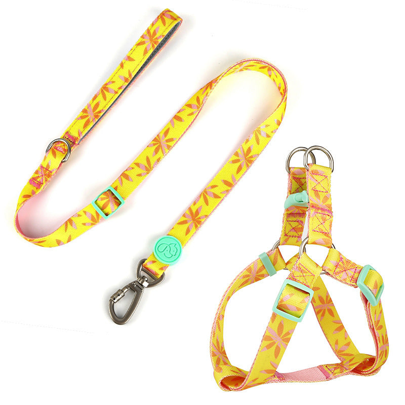 Anti-dropping Pet Collar Dog Traction Rope Chest Vest Type Harness Set