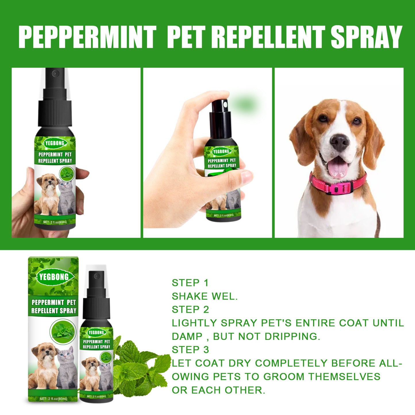 Mint Pet Dog Acarus Killing Fungus Dogs And Cats Spray