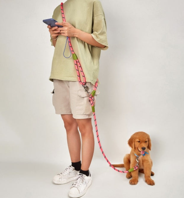 One Drag Two Multi-Functional Hands Cross Shoulder Running Rope Dog Artifact