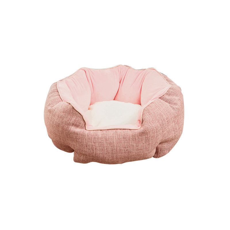 Pet Bed Warm Winter Bed Dog Cat Bed Soft Wool Point Design Pet Nest With Removable Mats Octagonal Shape Kennel Cat Dog Sofa Bed