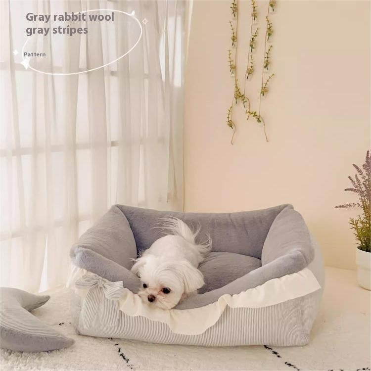 Polarizhen New Cotton And Linen Kennel Removable And Washable Pet Maltese Xi Shi Four Seasons Cat Nest Ins