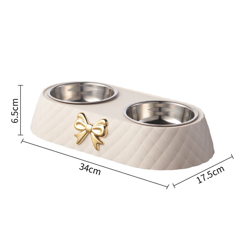 Bowknot Cat Food Bowl PP Cat Bowl